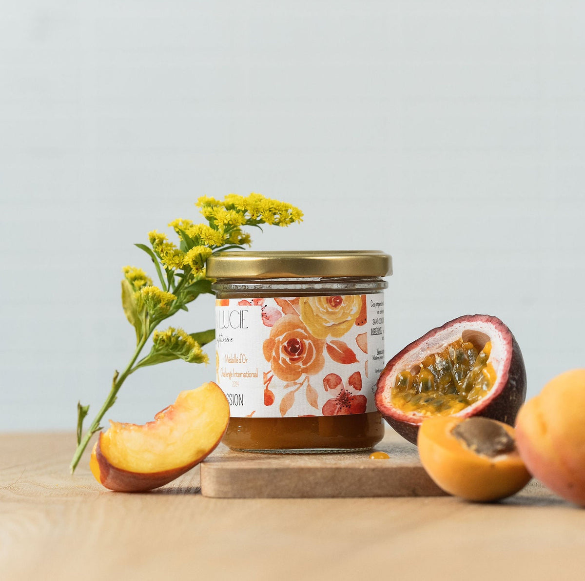 Confiture ABRICOT PÊCHE PASSION 70% de fruits - Médaille d'Or 2024 🥇