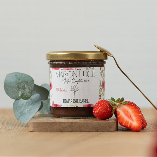 Confiture FRAISE RHUBARBE 70% de fruits